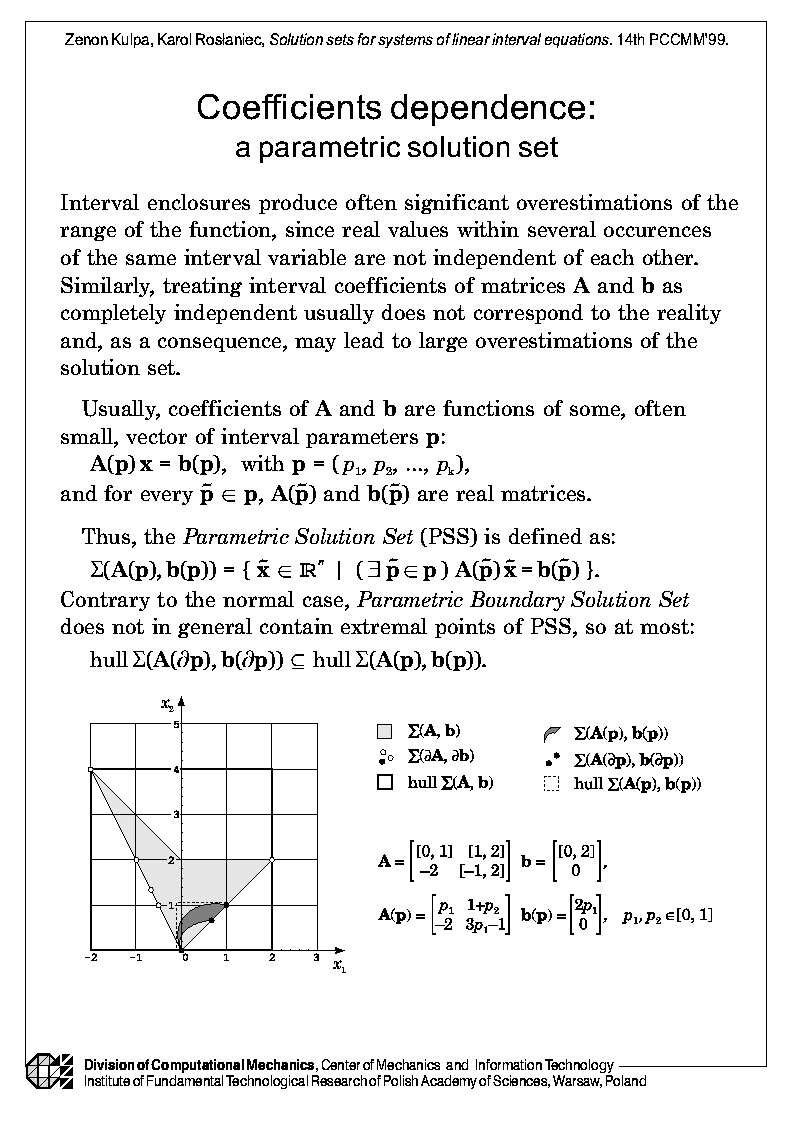 Coefficients dependence: a parametric solution set (picture)